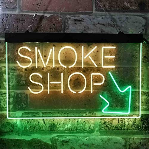 Smoke Shop Arrow Dual LED Neon Light Sign